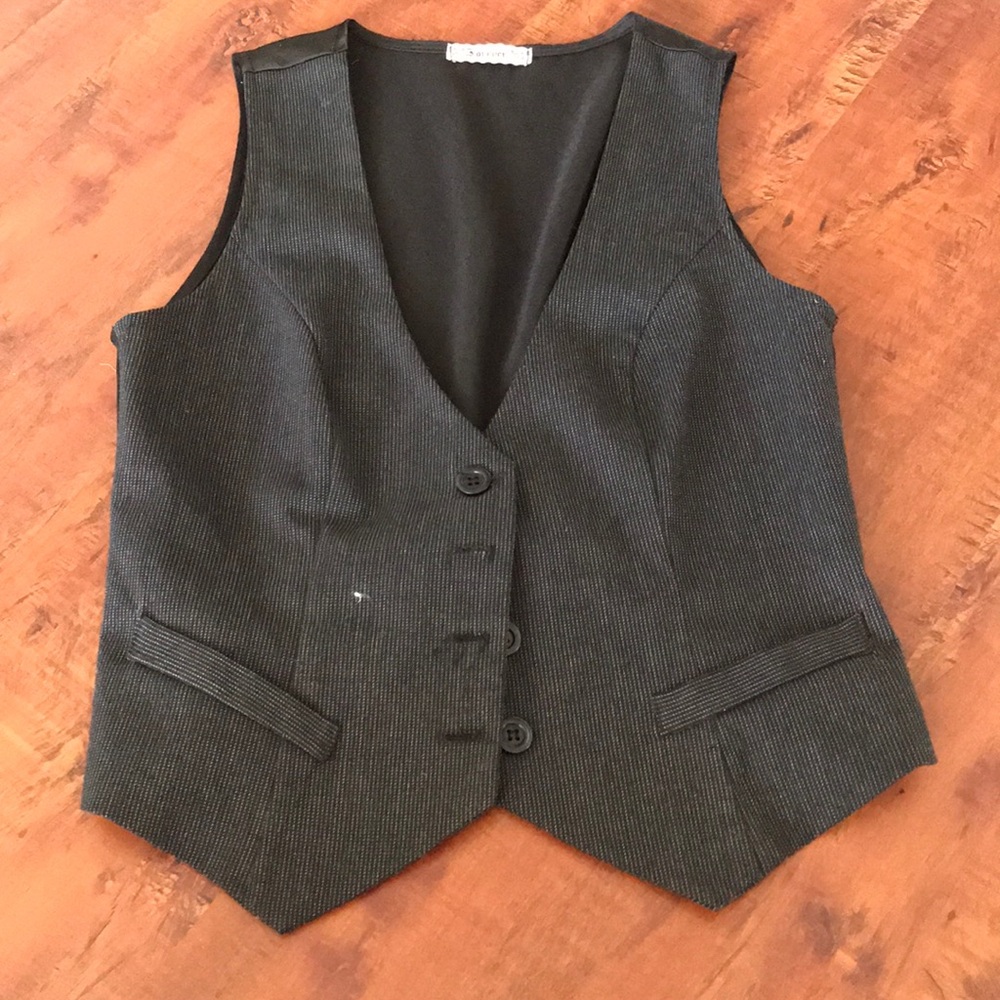 Black faux silk business wear vest. Like new.